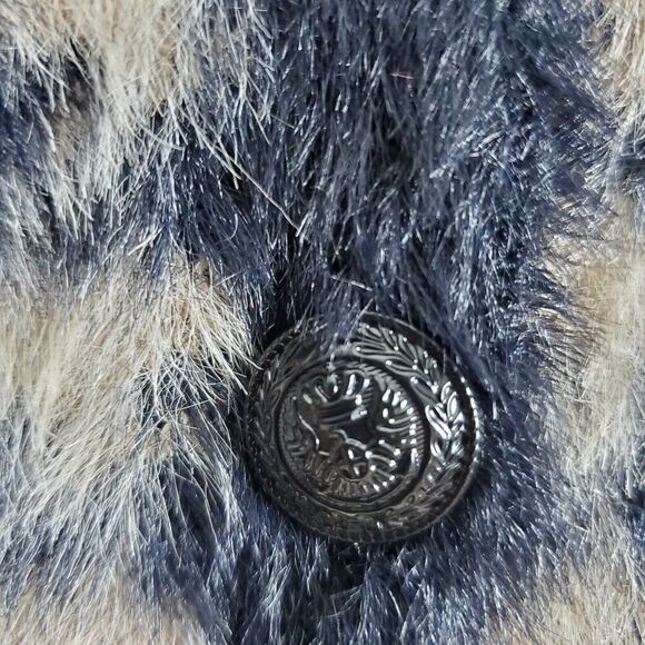 Elie Tahari Faux Fur Houndstooth Button Up Sweater Fuzzy Jacket Womens Sz S - Picture 4 of 11